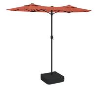 ATOMSTACK MAKER Sombrilla doble de 316 x 145 cm, poliéster con protección UV (100%), color arena y gris oscuro, con manivela y soporte estable para saco de arena, para jardín, terraza y balcón