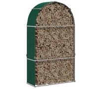 ATOMSTACK MAKER Soporte para leña verde 120 x 45 x 210 cm - Soporte para leña de acero galvanizado para jardín y terraza, resistente a la intemperie, con fijación a la pared y ventilación óptima