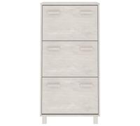 ATOMSTACK MAKER Zapatero blanco de madera maciza de pino (59,5 x 35 x 117 cm) con asas de madera - Zapatero de 3 puertas para pasillo y entrada, a prueba de polvo y ahorro de espacio, incluye soporte