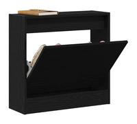 ATOMSTACK MAKER Zapatero con puerta con bisagras, material de madera, 60 x 21 x 57 cm, aspecto de roble negro, ahorro de espacio y moderno, para pasillo, salón y entrada