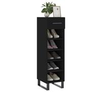 ATOMSTACK MAKER Zapatero de 30 x 35 x 105 cm, color negro, madera y hierro, 5 compartimentos + 1 cajón, armario industrial con placa superior estable y fijación a la pared