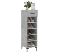 ATOMSTACK MAKER Zapatero de madera, 30 x 35 x 105 cm, color gris hormigón con 5 compartimentos + 1 cajón, patas de hierro estables y placa superior para decoración, aspecto industrial para pasillo y