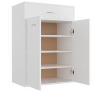 ATOMSTACK MAKER Zapatero de madera, 60 x 35 x 84 cm, color blanco, con 2 puertas, 1 cajón y 4 estantes, ahorra espacio para el pasillo o la entrada, incluye soporte de pared