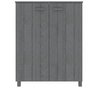 ATOMSTACK MAKER Zapatero de madera maciza de pino y tablero DM gris oscuro, 85 x 40 x 108 cm, 3 puertas con asas de madera, muebles rústicos para almacenamiento de zapatos sin polvo, incluye soporte