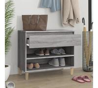 ATOMSTACK MAKER Zapatero de madera y eucalipto, 70 x 36 x 60 cm, gris Sonoma, aspecto de roble ahumado, con placa superior estable y soporte de pared, armario de pasillo para zapatos y decoración