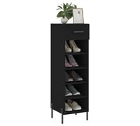 ATOMSTACK MAKER Zapatero negro 30 x 35 x 105 cm de madera con 5 compartimentos + 1 cajón, patas de hierro estables y placa superior ancha para decoración, apto para pisos, moderno industrial