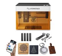Atomstack P1 Mini Grabadora Laser con Rodillo Giratorio R8 Pro, Cortadora Laser de Escritorio 5W, Motor Dual CoreXY, App Gratuita con Biblioteca de Diseños, Área de Grabado 110×110 mm