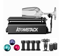 ATOMSTACK R3 Pro Juego de rodillos giratorios láser, módulo de grabado con columna de soporte y asiento de soporte, 8 velocidades ajustables, eje Y de 360° módulo de grabado para objetos cilíndricos