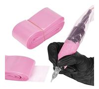 ATOMUS 100Pcs Disposable Tattoo Clip Cord Sleeves Pink Plastic Cover Bags Tattoo Pen Bag Tattoo Machine Accessories