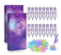 ATOMUS 20pcs Purple Tattoo Cartridge Needles 1003RL Tattoo Needles for Tattoo Gun Pen Liner Pattern Permanent Eyebrow with Disposable 20pcs Silicone Ink Cups for Pen Rotary Machine Tattoo Supplies