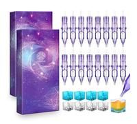 ATOMUS 20pcs Purple Tattoo Cartridge Needles 5pcs 1003RL 5RL 7RL 9RL Tattoo Needles for Tattoo Gun Pen Liner Pattern with 20pcs Disposable Ink Cups for Pen Rotary Machine Tattoo Supplies