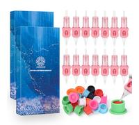 ATOMUS 20pcs Silicone Cover Tattoo Cartridge Needles 1001RL for Tattoo Gun Pen Liner Pattern Permanent Eyebrow with Disposable 20pcs Silicone Ink Cups for Pen Machine