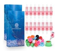 ATOMUS 20pcs Silicone Cover Tattoo Cartridge Needles 1003RL for Tattoo Gun Pen Liner Pattern Permanent Eyebrow with 20pcs Silicone Ink Cups for Rotary Machine