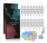 ATOMUS 20pcs Tattoo Cartridge Needles 1003RL Tattoo Needles for Tattoo Gun Pen Liner Pattern Permanent Eyebrow with Disposable 20pcs Silicone Ink Cups for Pen Rotary Machine Tattoo Supplies