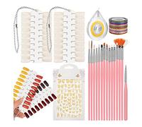 ATOMUS 2sets Nail Colour Plate Nail Colours Sticks 36 Nail Art Tips with 15pcs Nail Brushes Nail Polish Display Sticks for Painting with UV Gel Nail Polish Nail Art