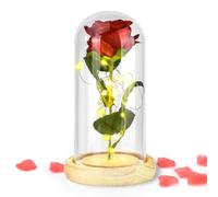 ATOMUS Flor artificial de regalo para mujeres, mamá, esposa, amante, hija, flor en cúpula de cristal, regalo para boda, cumpleaños, aniversario, rosa eterna encantada, flor brillante artificial (color