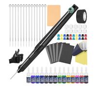 ATOMUS Kit de herramientas de tatuaje con 14 colores de tinta, agujas de ejercicio, manteles individuales, vasos de tinta, papel de transferencia