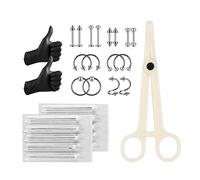 ATOMUS Piercing Set 16 types of Jewellery Bananabells 5pcs 14G Piercing Needles 16G Stainless Steel Belly Button Bar Piercing Tweezers