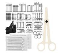 ATOMUS Piercing Set 85 tipos de Joyería Bananabells 5pcs 14G y 16G Stainless Steel Belly Button Bar Piercing Tweezers