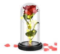 ATOMUS Rosa artificial de regalo para mujeres, mamá, esposa, amante, hija, rosa en cúpula de cristal, regalo para boda, cumpleaños, aniversario, rosa eterna encantada, flor brillante artificial