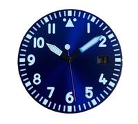 ATOMUSERLY Esfera de Reloj Luminosa Verde 33,5mm con manecillas for Movimiento NH35/NH36/4R/7S, Calendario único/sin Esfera, 1 ud(01 Blue Dial Hand)