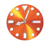 ATOMUSERLY Reloj Luminoso Verde con Calendario Dual, Esfera Naranja de 28,5mm, Accesorios manecillas relámpago Aptos for Movimiento NH36, 1 ud(Orange-Green)