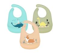 atopo 3 Pcs Bebé Baberos de Silicona Impermeable Baberos de Alimentación con Bolsillo Baberos Suave que se Limpia Fácilmente para Bebés o Niños Pequeños Comiendo