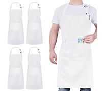 atopo 4 Piezas Chef Delantal, Negro Delantal Impermeable con 2 Bolsillos, Delantales de Cocina Ajustables para Barbacoa Cocinar Hornear Jardinería Restaurante (Blanco)