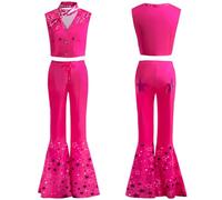 Atorcher Disfraz de vaquera para niños, niñas, vestido de princesa para Navidad, carnaval, Halloween, fiesta de cumpleaños, Rosa, 7-8 Años