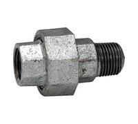 Atornillado 331, sellado plano, IG/AG, Rp/R 1 1/4, junta NBR, velocidad de funcionamiento. -20 °C hasta 200 °C, fundición maleable negra.