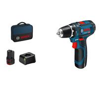 Atornillador a batería bosch professional 12v - 2 baterías 12v de 2.0ah 1 cargador gal 12v-20 1 set de 43 accesorios y maletín - gsr 12v-15 professional
