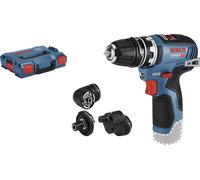 Bosch Professional 12V System atornillador a batería GSR 12V-35 FC - FlexiClick System (incl. adaptador portabrocas GFA 12-B, 2 accesorios FlexiClick, L-BOXX, sin batería/cargador)