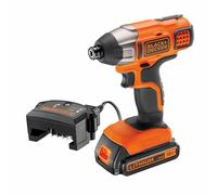 Atornillador de Impacto 18V 1/4", par máximo 155Nm, velocidad 0-3.000 rpm. Incluye 1 batería 2Ah de Litio, 8 accesorios y cargador 1A