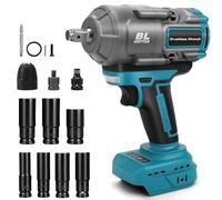 Atornillador de impacto con batería compatible con Makita 18 V, 1100 Nm, destornillador de impacto giratorio de 1/2 pulgadas, llave sin escobillas con adaptador de llave de vaso (sin baterías)