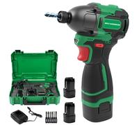 Atornillador de impacto inalámbrico 150 Nm, 3000 rpm, taladro sin escobillas con 6 bits, 2 baterías de 2,0 Ah y cargador, luz LED, para bricolaje, montaje de muebles, perforación de madera, trabajo de