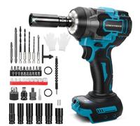 Atornillador de impacto inalámbrico compatible con batería Makita de 18 V, sin escobillas, 700 Nm, destornillador de impacto giratorio de alto par de torsión, llave de impacto de 1/2 pulgadas con 43
