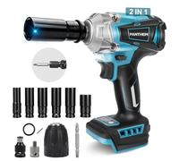 Atornillador de impacto inalámbrico compatible con Makita 18 V, 750 Nm, atornillador de impacto de batería de 1/2 pulgadas, llave sin escobillas, adaptador de llave de vaso (sin batería)