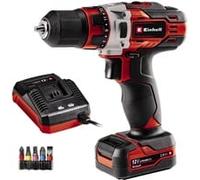 Einhell Taladro atornillador a batería TE-CD 12/1 Li (Li-Ion, 12V, caja cambios 2 veloc., electrónica velocidad, iluminación LED, caja cambios metálica robusta, incl. 45 min cargador + 2,0 Ah batería)
