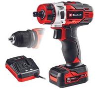 Einhell Taladro atornillador a batería TE-CD 12/1 X-Li (Li-Ion, caja cambios 2 veloc., portabrocas desmontable, electrónica veloc., LED, empuñadura suave, incl. 2,0 Ah batería + 45 min. cargador)