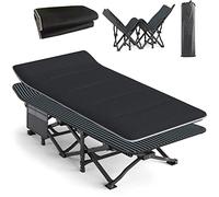 ATORPOK Cuna de camping para adultos con cojín cómoda, tienda de campaña plegable para dormir, cama plegable ligera con bolsa de transporte, soporta 450 libras