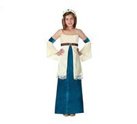 Atosa disfraz dama medieval niña infantil azul blanco 5 a 6 años