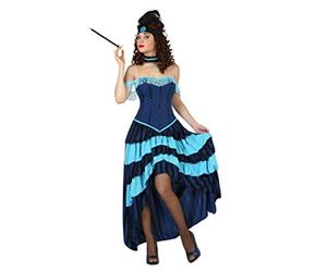 Atosa-57609 Atosa-57609-Disfraz Cabaret-Adulto Mujer, Color azul, M a L (57609