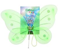 ATOSA alas de hada verdes con varita y purpurina 41x49 cm para disfraz fantástico