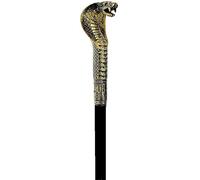 ATOSA bastón negro con cabeza de serpiente dorada 90 cm para faraón