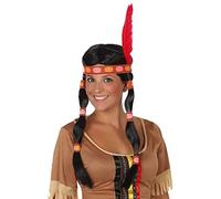 ATOSA - C/PVC Peluca Indio Dos Trenzas Negra