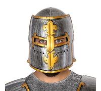 ATOSA casco medieval plateado con detalles dorados para caballero adulto