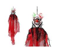 ATOSA colgante payaso terrorífico 60 cm con malla roja y pelo verde y naranja