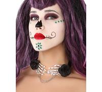 ATOSA collar gótico manos de esqueleto con flores negras para mujer