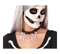 ATOSA collar negro con encaje y huesos colgantes para disfraz de calavera