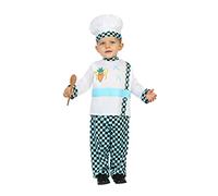 Atosa- Cook Man Disfraz Cocinero a Cuadros, Color Azul, 0 a 6 Meses (24473)